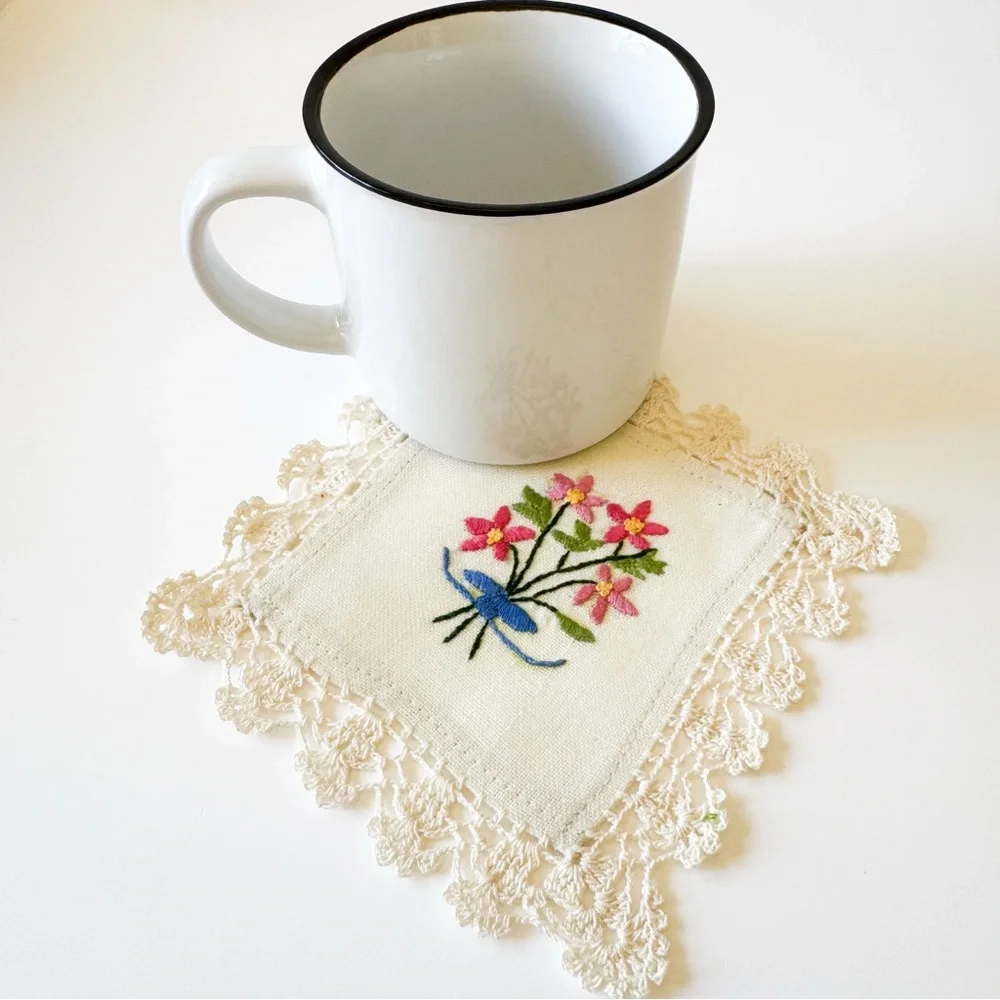 Embroidered Floral Lace Cotton Blend Cloth